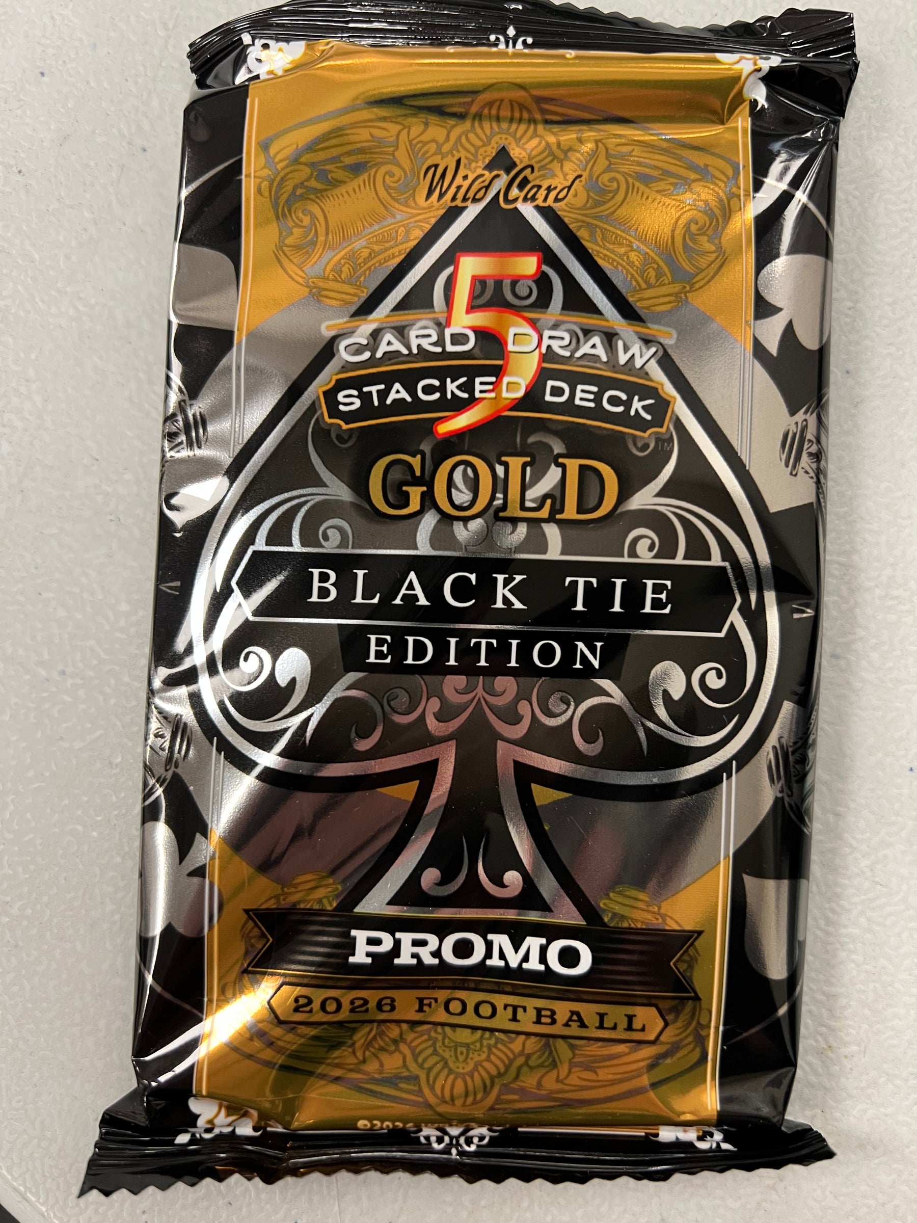2026 Wild Card 5 Card Draw Stacked Deck Black Tie Edition Football Breakers Brick Pack