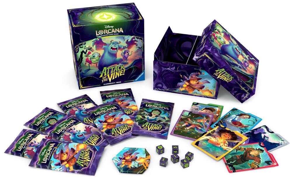Disney Lorcana Attack of the Vine! Illumineer’s Trove Trading Card Game Box with 8 Booster Packs, Card Storage Box, Dice & Lore Counter (PREORDER - Release Date July 24, 2026)