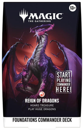 Magic The Gathering Foundations Commander Deck Reign of Dragons – Ready-to-Play 100-Card MTG Commander Deck with Foil Card, Tokens, Deck Box & Accessories (PREORDER - Release Date Oct. 2, 2026)