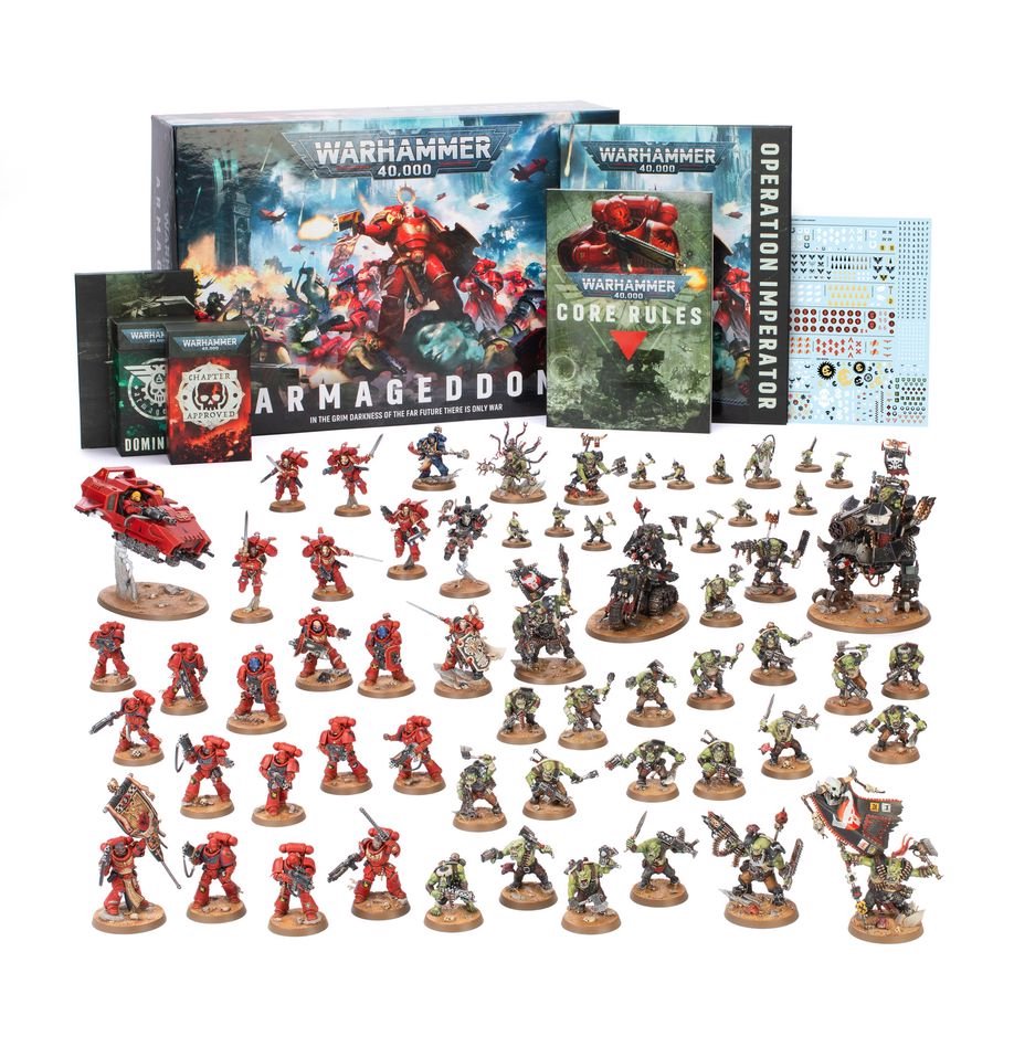 Warhammer 40,000 Armageddon 11th Edition Launch Box Set – Space Marines vs Orks – 61 Push-Fit Miniatures, Core Rules, Mission Decks & Campaign Content