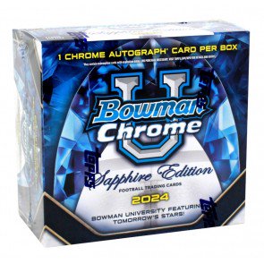 24bwchromeunivfbsaph 2024 Bowman Chrome University Football Sapphire Edition Box