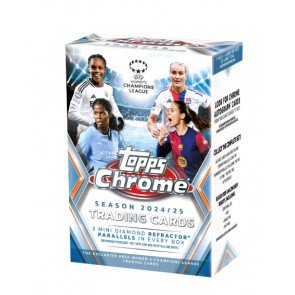 24tpchruefawomenschampscbls_1 2024/25 Topps UEFA Women's Champions League Chrome Soccer Blaster Box