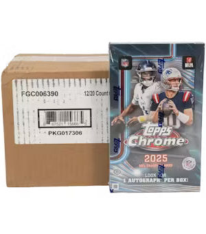chromecasefb 2025 Topps Chrome Football Hobby 12 Box Case